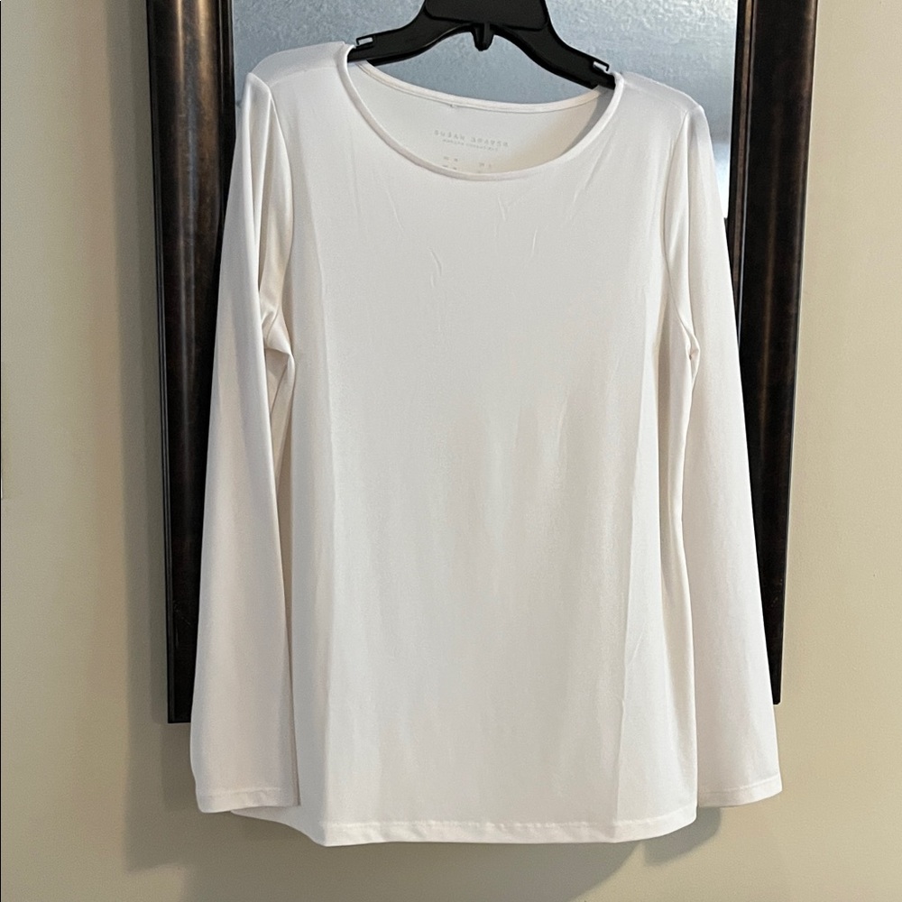 Susan Graver Modern Essentials Cream Top